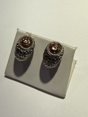 Bali Designs Robert Manse Sterling Silver 18k Gold Accent Omega Back Earrings